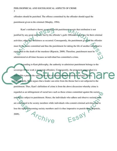 Philosophical and Sociological aspects of crime and punishment