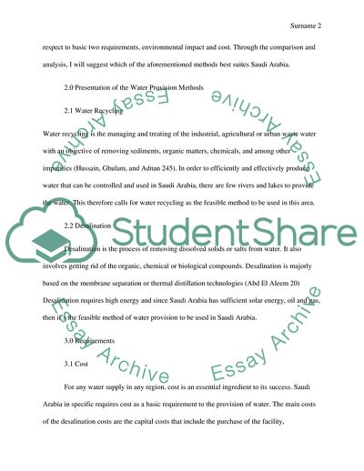 Two Water Provision Methods in Saudi Arabia