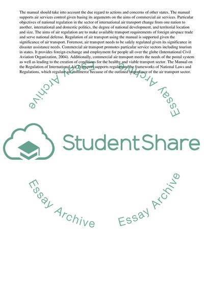 Manual on the Regulation of International Air Transport by International Civil Aviation Organization