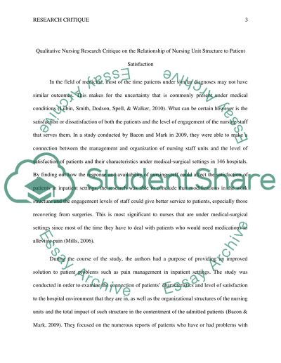 Relationship of Nursing Unit Structure to Patient Satisfaction