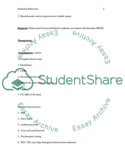 Dementia Behaviour in Real Life