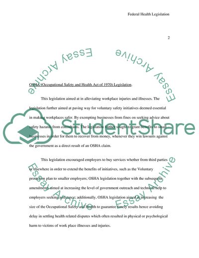 Federal Health Legislation