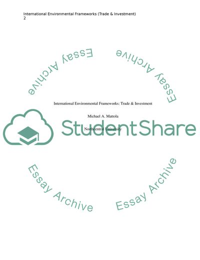 International Trade and Investment Framework