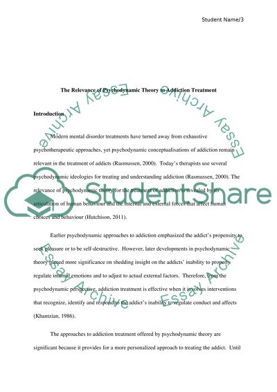The Relevance of Psychodynamic Theory to Addiction Treatment