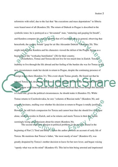 The Theme of Politics in Milan Kunderas the Unbearable Lightness of Being