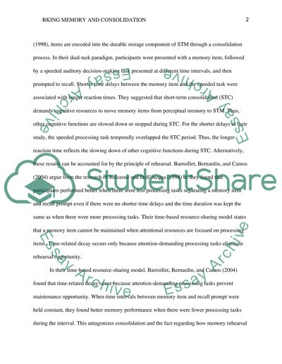 Working memory and consolidation