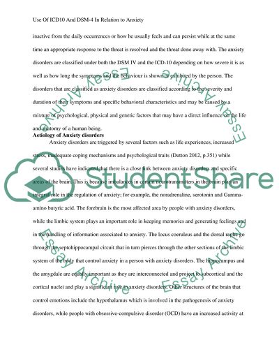 Critically analyse the use of ICD10 and DSM-4 in relation to Anxiety