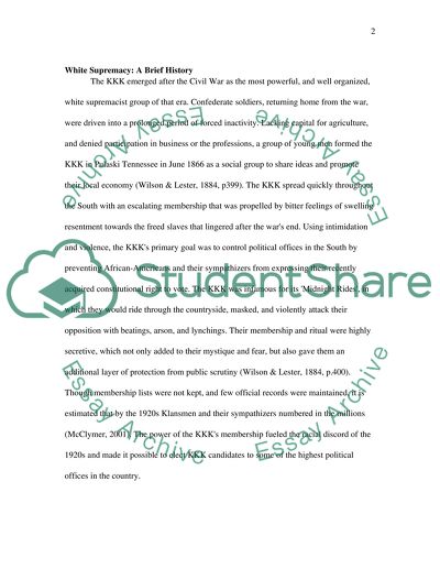 The Rise and Disguise of White Supremacy: 1865-1992