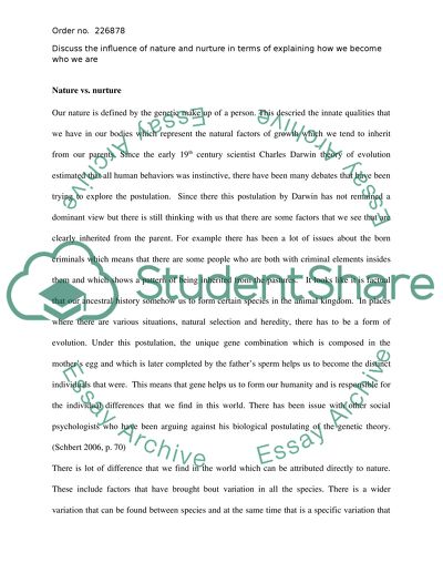 Influence of Nature in Terms of Explaining How We Become Who We Are