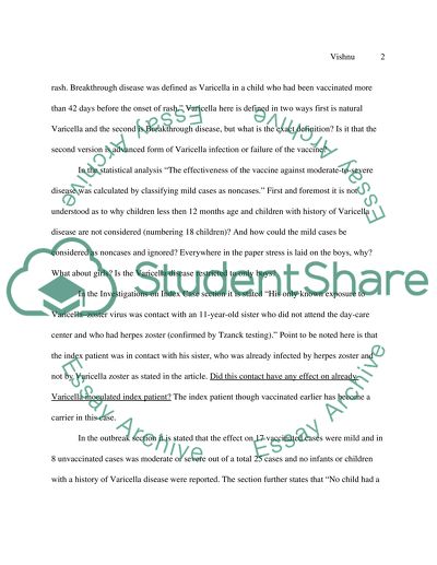 Analysis of Outbreak of Varicella at a Day-Care Center Despite Vaccination Article by Galil Karin