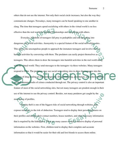 Effects of Internet Social Networking on the Lives of Teenagers