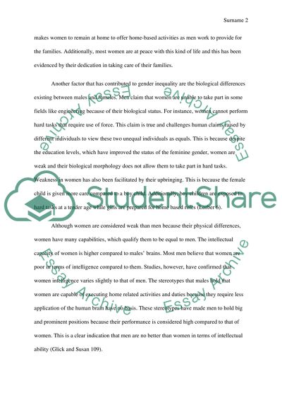 Gender Inequality Between Men and Women