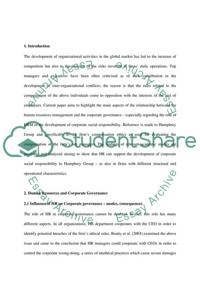The Relationship between Human Resources Management and Corporate Governance