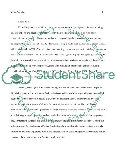 Engineering and Construction: Video Switcher, logic circuits in electronics