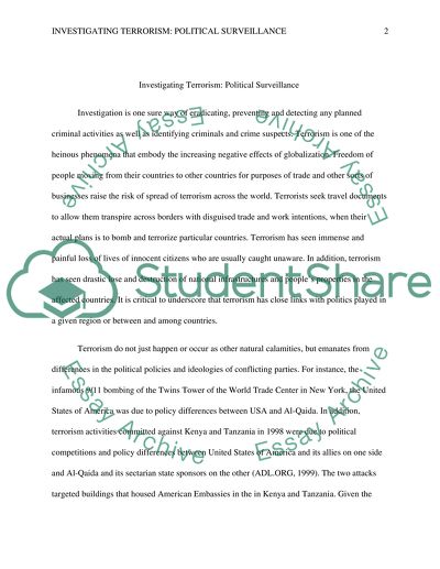 Investigating Terrorism: Political Surveillance