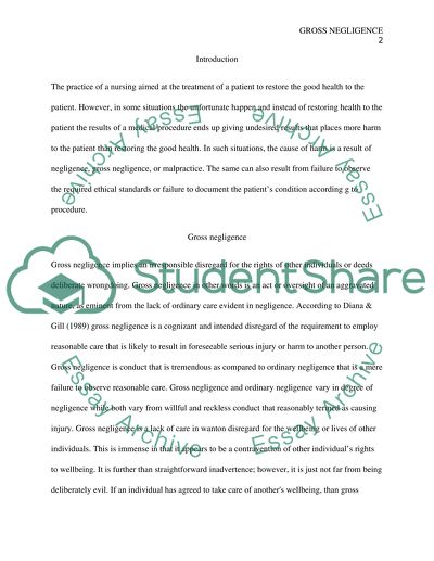 Gross Negligence in Nursing Practice