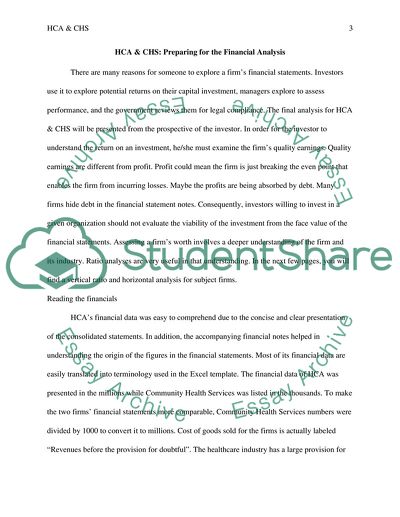 Financial Statement Analysis for HCA, Inc and Community Health Systems