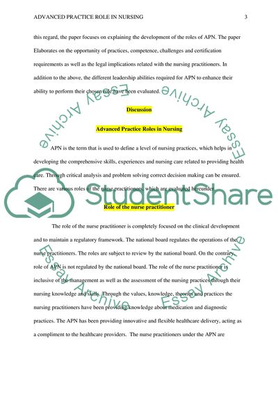 Advanced Practice Role in Nursing