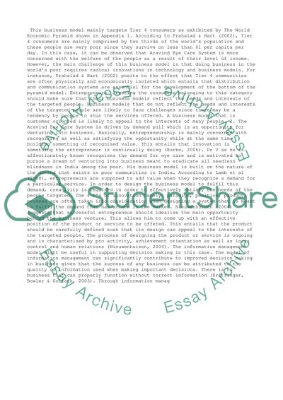 Innovation and Entrepreneurship Case Analysis on Aravind Eye Care System model
