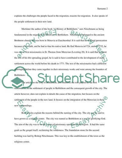 Moravians Migration into the Lehigh Valley, Pennslyvannia