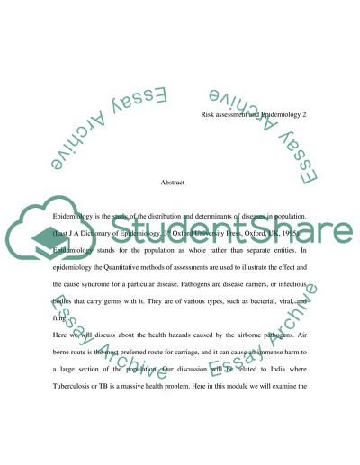 Risk assessment and Epidemiology