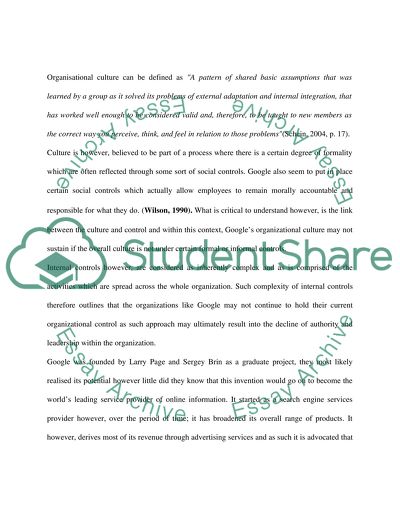 Analyse Googles Organisational Culture
