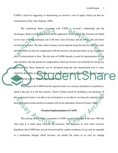 Capital Asset Pricing Model