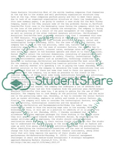 Analysis of Walt Disney Company Case