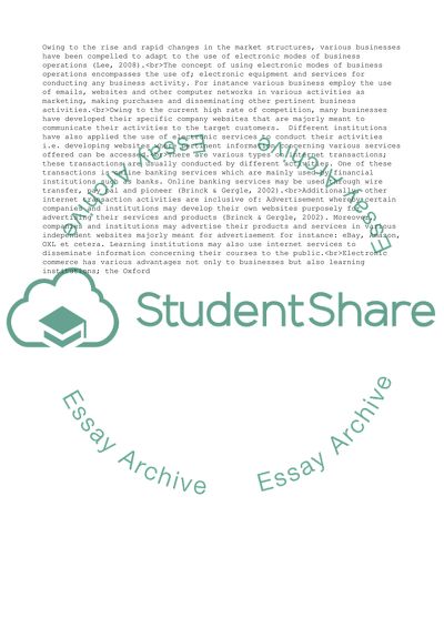 Ways in Which the Oxford Business College May Benefit from E-Commerce