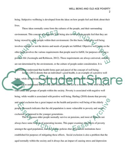 Well Being and Old-Age Poverty