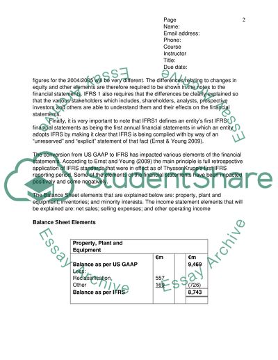 IFRS 1 -- ThyssenKrupp Group First Year Conversion