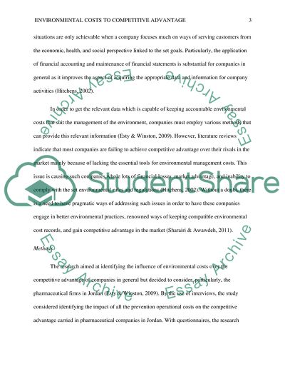 Environmental Costs to Competitive Advantages