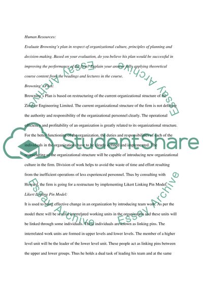 Evaluation of Howard Plan on the Basis of Organizational Culture