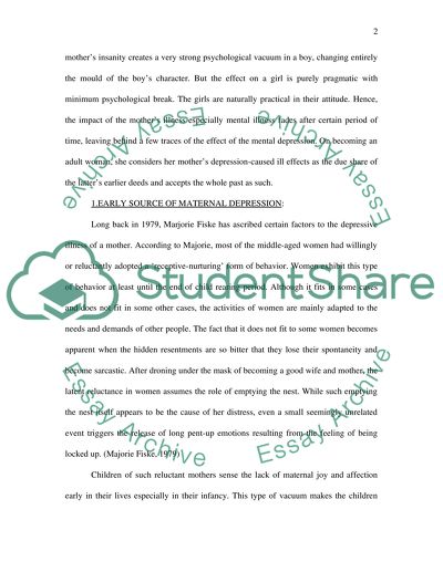 Effects of Parents Depressive Illness on a Child