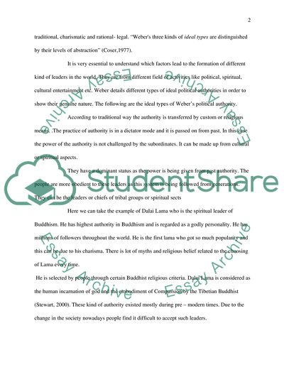 Max Webers Typology of Forms of Authority