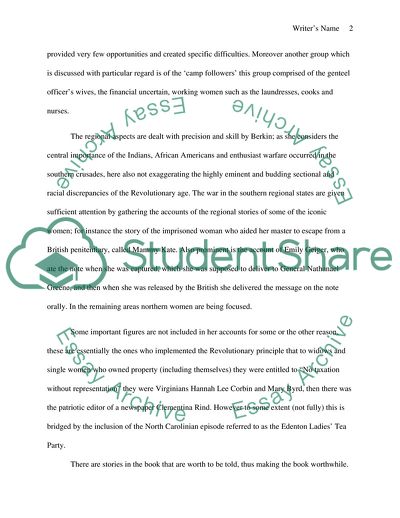 Revolutionary Mothers: Women in the Struggle for Americas Independence