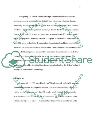 Theories of Criminological Behavior: The Case of Timothy McVeigh