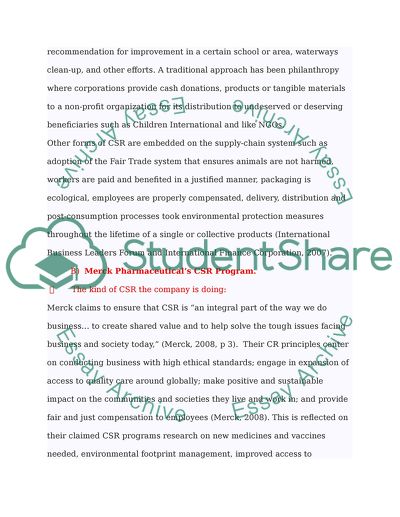 Corporate Social Responsibility of Merck Pharmaceuticals