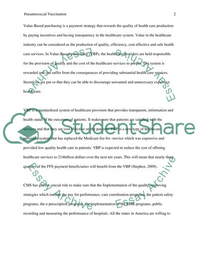 Pneumococcal Vaccination and Value-Based Purchasing