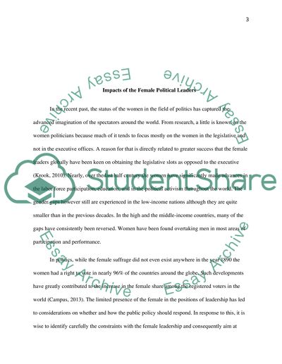 What would be the impact of a world dominated by female political leaders