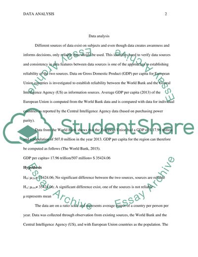 Data Analysis Statistics Project Example | Topics and Well Written ...