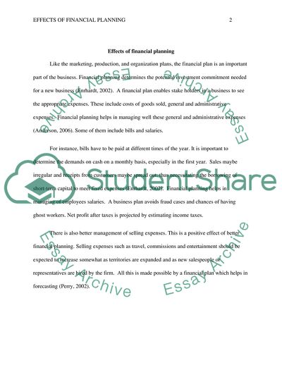 Effects of Financial Planning