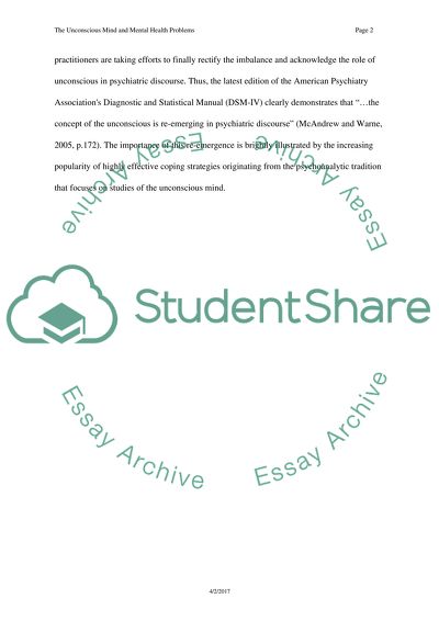 The Unconscious Mind and Mental Health Problems