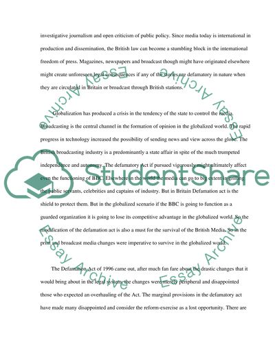 The Law of Defamation in England