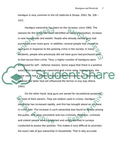 Homicides and Handguns in the United States