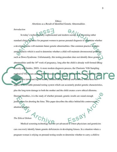 Abortions as a Result of Identified Genetic Abnormalities