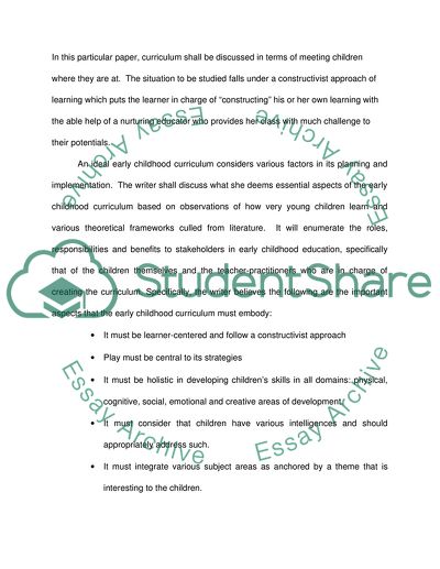 Ideal Curriculum for Young Learners