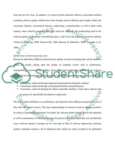 Importance of Software Quality and methods for assessment