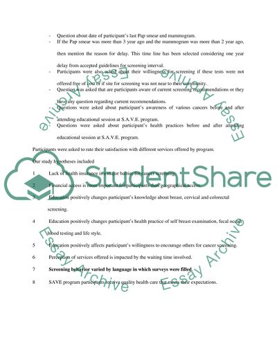 Cancer Screening and Education