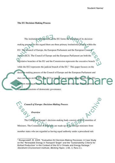 Decision-making in the EU: transparency and democratic legitimacy